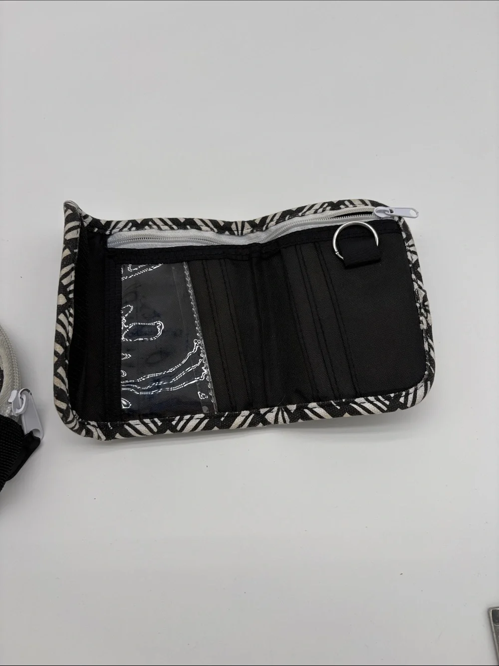 Kavu Keeper Black White Cotton Canvas Wallet Coin Crossbody 3 Piece Set BLEMISH